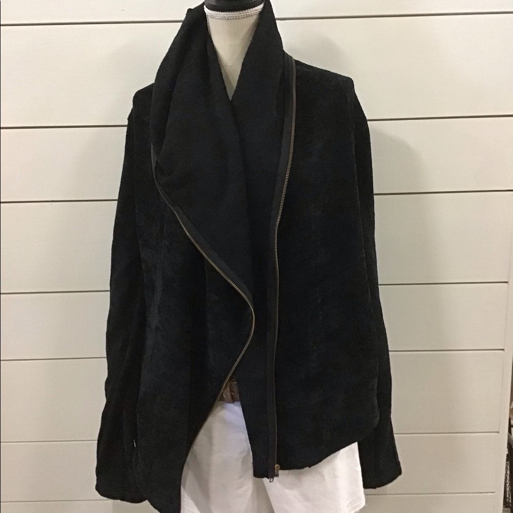 Black Zip Chenille Sweater